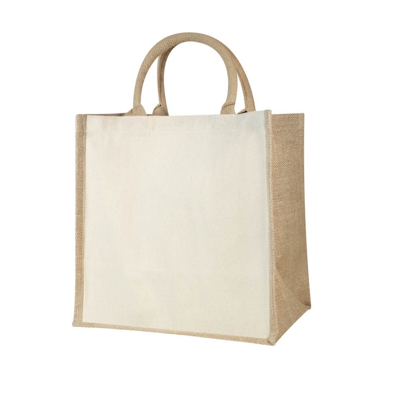 Bolsa Olivier de yute y canvas con asas redondeadas personalizada con logotipo en Cancún — La Remolacha