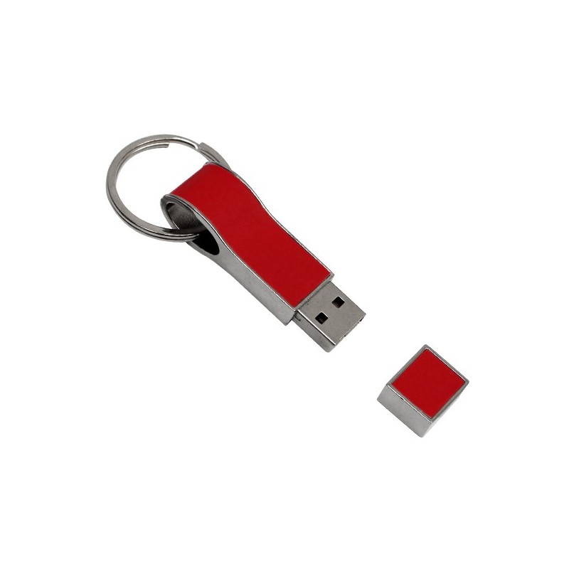 USB llavero metálico con acabados en piel.